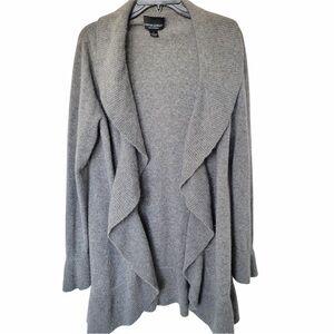 Cynthia Rowley Gray Ruffle open front Cardigan 100% size L